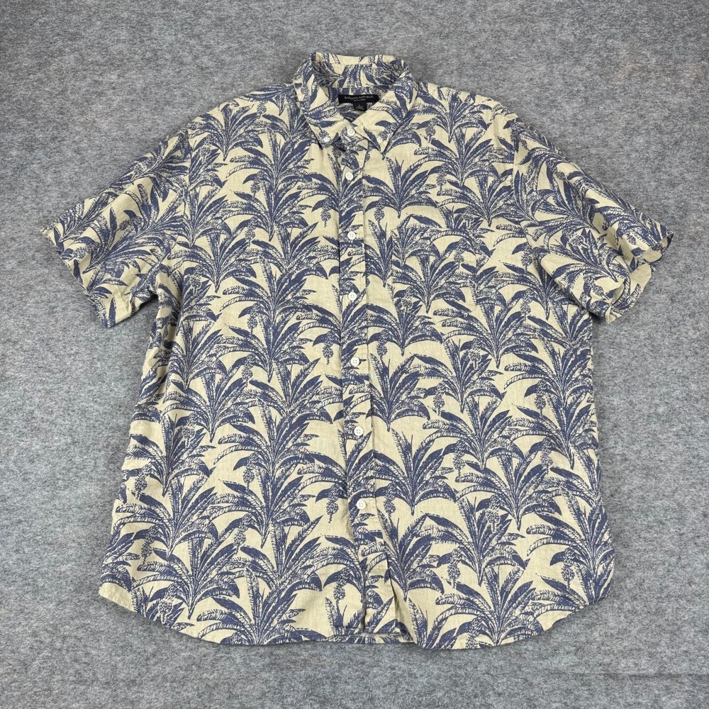Banana Republic Linen Button Down Shirt Floral Pocket Mens Large L